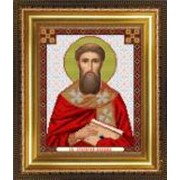 Икона ручной работы Святой Григорий вышитая бисером фото