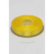 Лента атлас в горошек 12 мм/жёлтый/22,5 м фото