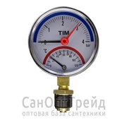 Термоманометр 1/2" вертикальный (радиальный) 10 бар TiM