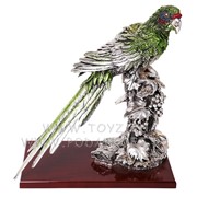 Скульптура 'Попугай на ветке', посеребрение фото