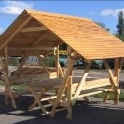 Беседка деревянная открытая с 2-скатной крышей, разборная фото
