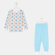 Пижама для девочки НАЧЁС, цвет белый/голубой, рост 134 см фото
