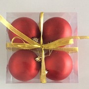 Набор елочных шаров “Красный бархат“, 4 шт, 8 см, красные матов., (MILAND) фото