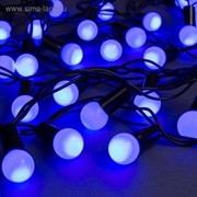 Гирлянда “Нить“ 10 м с насадками “Шарики 1.5 см“, IP44, тёмная нить, 100 LED, свечение синее, 8 режимов, 220 В фото