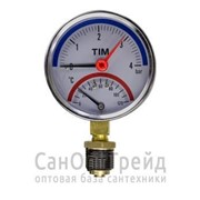 Термоманометр 1/2" вертикальный (радиальный) 6 бар TiM