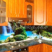 Кухонный фартук из стекла (Скинали) в стилистике водопадов фото