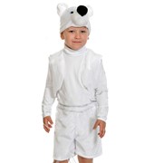 Карнавальный костюм для детей Карнавалофф Мишка белый с жилетом детский, 98-122 см фотография