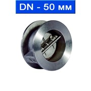 Клапан обратный двухлепестковый подпружиненный межфланцевый, уплотнение VITON, Ду 50/ 2,5 МПа/ -40 150 °С/ нерж.сталь (AISI 316)/ (арт. DDSCV-16SS-50) фотография