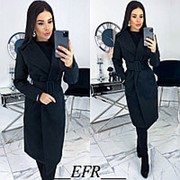 Женское пальто из кашемира с поясом (4 цвета) ЕФ/-445 - Черный
