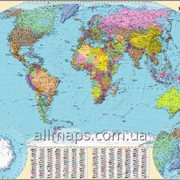 Настенная политическая карта мира 160х110 см; М1:22 000 000 - ламинированная фото