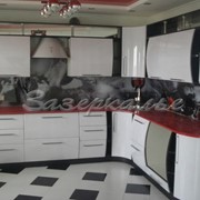 Кухонный фартук из стекла (Скинали) с черно-белым оформлением фото