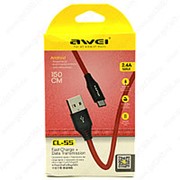 USB Data кабель Awei CL-55 1.5m Micro USB Black & Red фотография