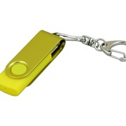 Флешка промо поворотный механизм, с однотонным металлическим клипом, 16 Гб, желтый фото