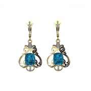 Серьги ERG010382 бр Сыр?а (Алтын 585) Бриллиант кр. VVS1 F-G 0,54кт Топаз 12,55кт фото