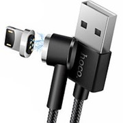 Кабель USB*2.0 Am-Lightning магнитный угловой коннектор Hoco U20 Magnetic Black, черный - 1 метр