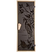 Стеклянная дверь для сауны Tesli “Цапля“ 67,8x188 фотография