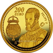 Золотая монета "Король Испании Филипп II Габсбург"