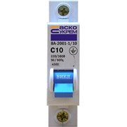 Автоматический выключатель УКРЕМ ВА-2001 1р 10А АсКо A0010010019 фото