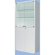 Шкаф металлический ШМ-02-МСК двухсекционный двухдверный (верх - стекло, низ - металл)