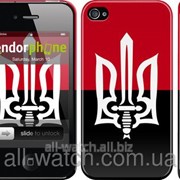Чехол на iPhone 4 Чорно-червоний прапор з тризубом “1170c-15“ фотография