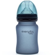 Бутылочка EveryDay Baby Стеклянная бутылочка с индикатором температуры и защитным силиконовым покрытием, 150 фото