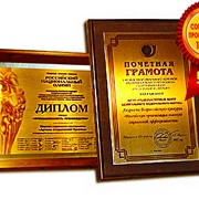 Сертификаты,дипломы,грамоты на металле