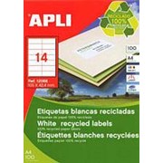 Этикетки APLI , А4, Прямоугольные 105 Х 42,4Мм 14 Шт/Л. Eco. Неудаляемые Цвет: Белый 100 Л. фотография