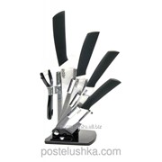 Набор керамических ножей на подставке Ceramic knife 4 ножа + чистилка