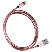 USB кабель Qumo Apple 8-pin 1м (MFI) стальной коннектор Pink Gold фотография
