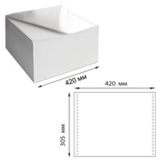 Бумага самокопирующая с перфорацией белая, 420х305 мм (12“), 2-х слойная, 900 комплектов, белизна 90%, фото