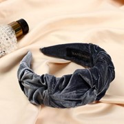 Ободок для волос 'Юнона' классика бархат, 5 см, серый фотография