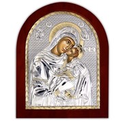 Икона Серебряная с позолотой Божией матери Гликофилусса (сладкое лобзание) Silver Axion 55 х 70 мм