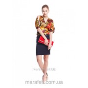 Женская блузка Абстракция из искусственного шелка, Модель № 144 янтарный