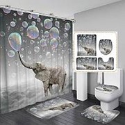3D Печать Пузыри Слон Водонепроницаемы Ванная комната Занавеска Для Душа Туалет Крышка Коврик Нескользящий фотография