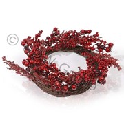 Декор Венок еловый с красн. ягодами со снегом 38 см фото
