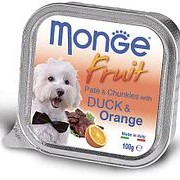 Monge Dog 100г конс. Fruit Влажный корм для взрослых собак Утка с апельсином фотография