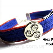Кожаный браслет синего цвета Код: СФ