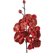Декор Орхидея из шелка на клипсе красная 31см фотография