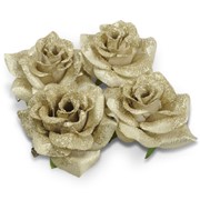 Декор Роза на клипсе золотая 7,5см фотография