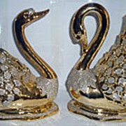 Сувенир Пара золотых лебедей большие 3738 24см