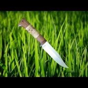 Нож разделочный “Норка“ сталь 65х13, дерево Сапели с берестой фотография