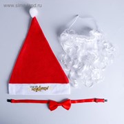 Карнавальный костюм «Трезвый Дед Мороз», 3 предмета: колпак, борода, бабочка фотография