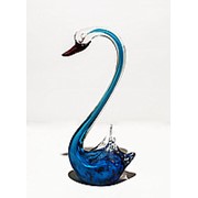 Статуэтка Лебедь стекло 30 см синий фото