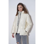 Белая стеганная куртка стильная Ф 3794 р. 50 фотография