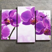 Часы настенные модульные «Фиолетовые орхидеи», 60 × 80 см фотография