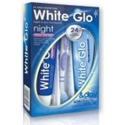 Набор: ночной гель и дневная зубная паста White Glo с зубной щеткой White Glo с нитевидной щетиной фото