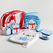 Детский набор для купания «Мишка Умка» в сумке: мочалка, книжка - непромокашка, EVA игрушки фото