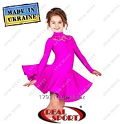 Платье рейтинговое (бейсик) для бальных танцев бифлекс с гипюром П1494. фото