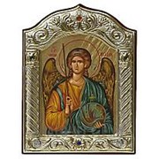 Angelos Михаил Архангел, греческая серебряная икона 6x8 см фото