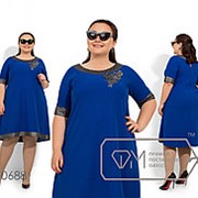 Женское платье трапеция из креп дайвинга - Синий фотография